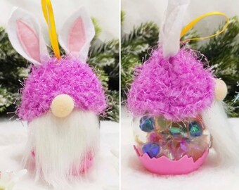 Personalised Bunny Gonk Jar fill with Treats Sweets Eggs Happy Easter Gift Name