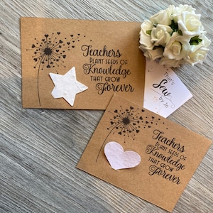 Wildflower Plantable Seed Paper Personalised Teacher Gift End of Term Thank you Present Heart Star Grow Seeds for the Bees Thanks