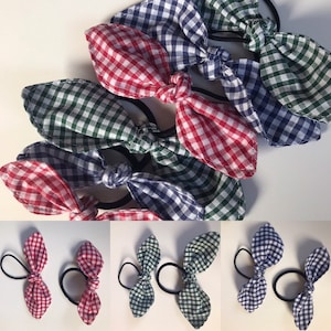 Gingham Hair Ties School Bows Summer Hair Bands