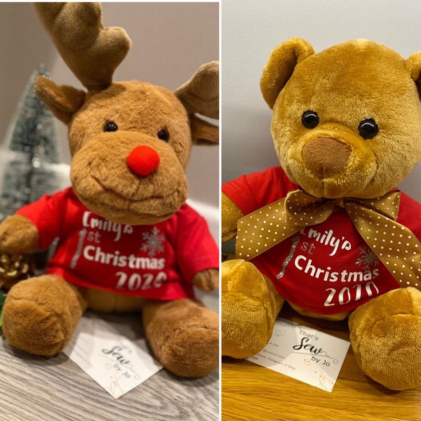 Christmas Reindeer, Christmas Teddy bear, Baby’s First Christmas Gift, Personalised Christmas gift 2023, My 1st Xmas,1st Christmas gift,2023