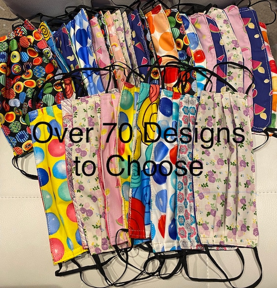 Face Mask, Face Cover, Face Covering, Machine Washable, Reusable Fabric, 3 Triple Layer,Choice of 70 Fabrics,Adult Child Sizes,Filter Pocket