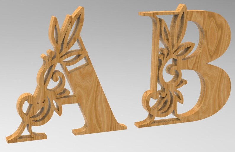 Alphabet Letter With Flower Stencil Etsy