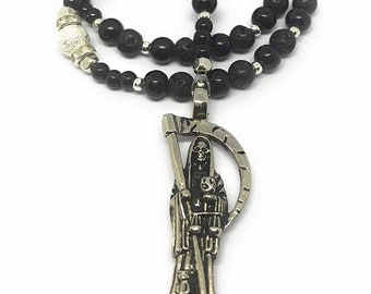 Holy Death's Lava Stones Rosary.