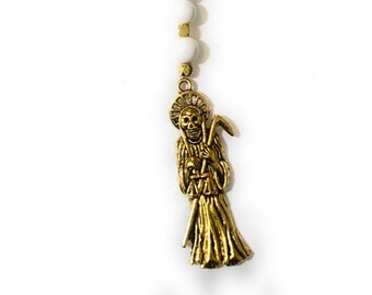 Acrylic Holy Death's Necklace, Rosary Style. Grim Reaper Y-Style Necklace.