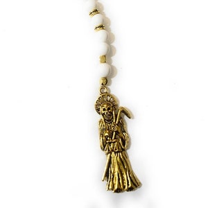Acrylic Holy Death&#39;s Necklace, Rosary Style. Grim Reaper Y-Style Necklace.