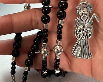 Santa Muerte rosary necklace