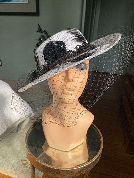 Vintage Hat, Straw Hat, Picture Hat, White Hat, W… - image 4