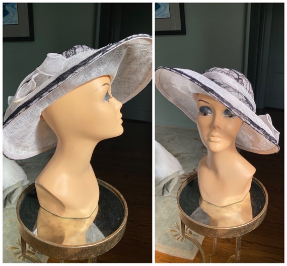 Vintage Hat, Straw Hat, Picture Hat, White Hat, W… - image 1