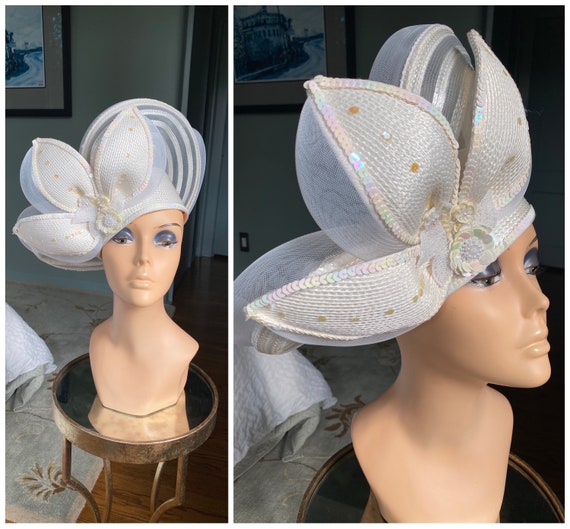 Vintage Hat, Straw Hat, Picture Hat, White Hat, W… - image 10