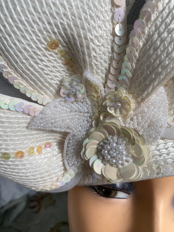 Vintage Hat, Straw Hat, Picture Hat, White Hat, W… - image 7