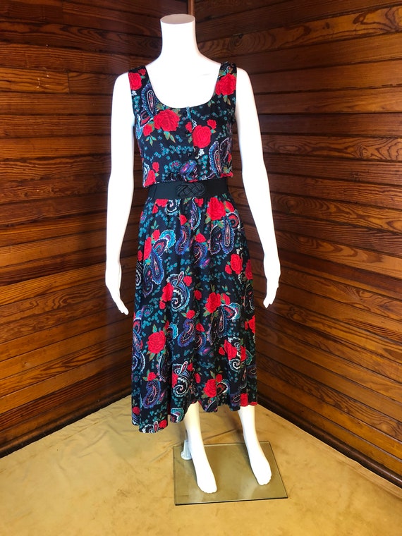 Floral Midi Dress, Paisley Dress, 80s Dress, 40s … - image 2