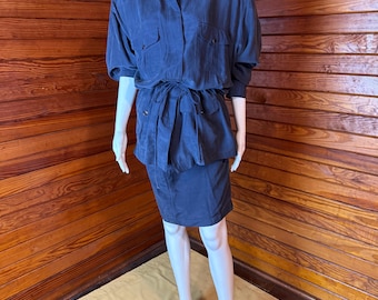 Completo di seta, abito anni '80, tailleur anni '80, abito di seta, abito di seta / taglia media