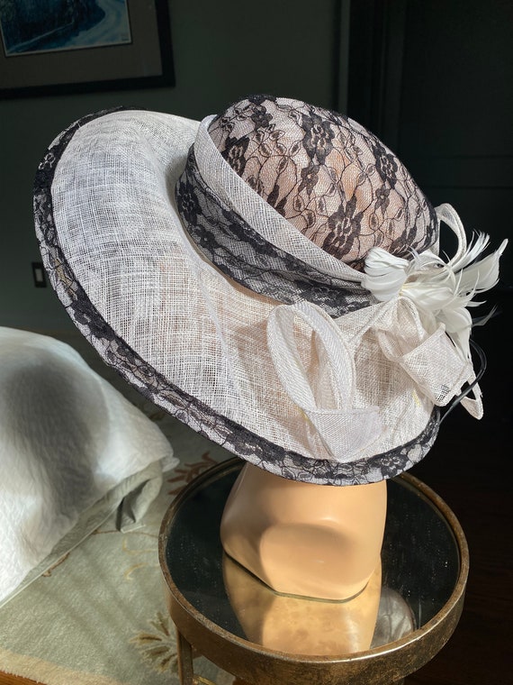 Vintage Hat, Straw Hat, Picture Hat, White Hat, W… - image 3