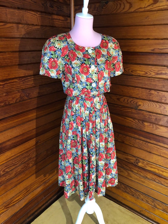 Floral Midi Dress, Vintage Midi Dress, French Dre… - image 4