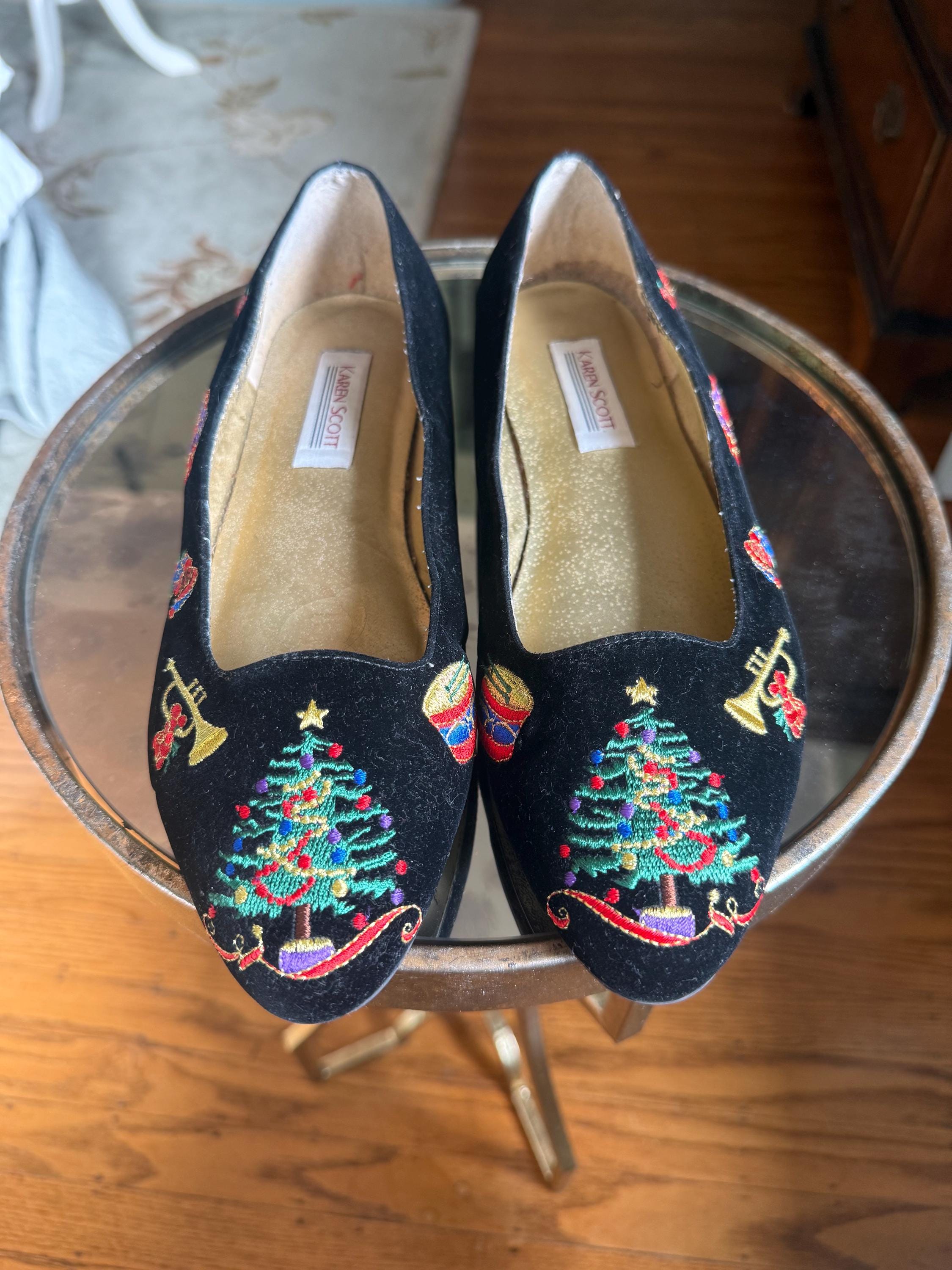 RARE! Sulka Handmade in England Velvet Embroidered Slippers display picture 1