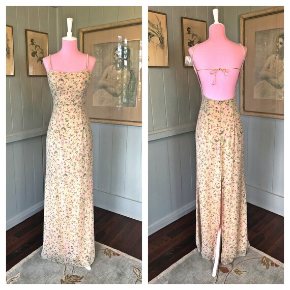 Vintage Slip Dress, Beaded Slip Dress, Silk Dress,