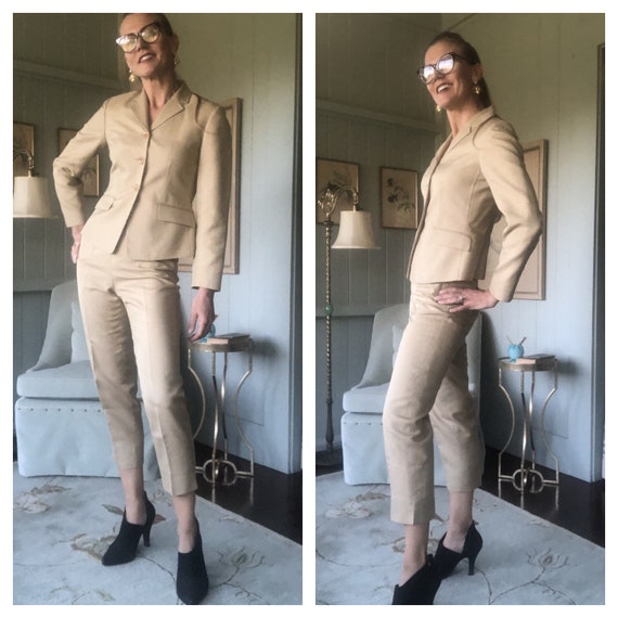 Silk Suit, Pantsuit, 80s Suit, Silk Jacket | Mediu