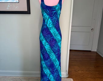 Vestido hawaiano, vestido rockabilly, vestido maxi, vestido Hilo Hattie, vestido mod, vestido tiki, vestido vintage al bies, vestido tropical / Talla pequeña 12