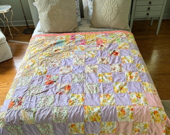 Edredón vintage, edredón loco vintage, edredón hecho a mano, edredón loco vintage, edredón loco, edredón de tela vintage, cubrecama vintage, shabby chic