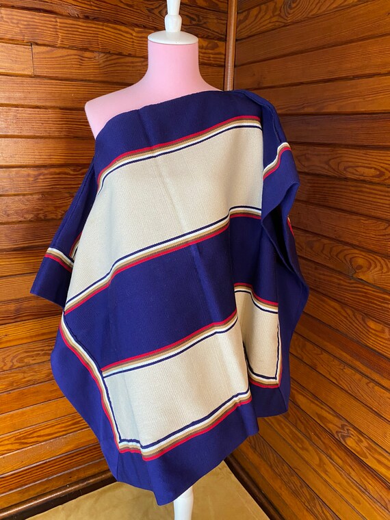 Vintage Poncho, Vintage Cape, Woven Cape, Woven P… - image 3