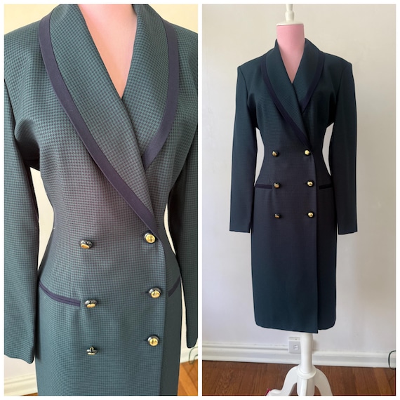 Vintage Blazer, Vintage Womens Suit, Suit Dress, Coat Dress, 80s Dress, Plaid Dress, Blazer Dress, 1980s Dress | Medium