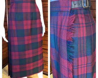 Scottish Kilt, Plaid Skirt, Wool Plaid Skirt, Vintage Wool Skirt, Scottish Tartan Kilt, Vintage Scottish Tartan Skirt | Small