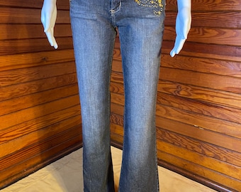 Low Rise Y2K Jeans, Y2K Bling Jeans, Low Waisted Jeans, Flared Jeans, Low Rise Flares, Y2K Bell Bottom Jeans, Y2K Flare Jeans | Small