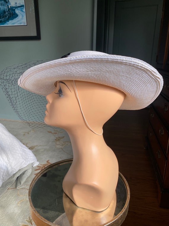Vintage Hat, Straw Hat, Picture Hat, White Hat, W… - image 7