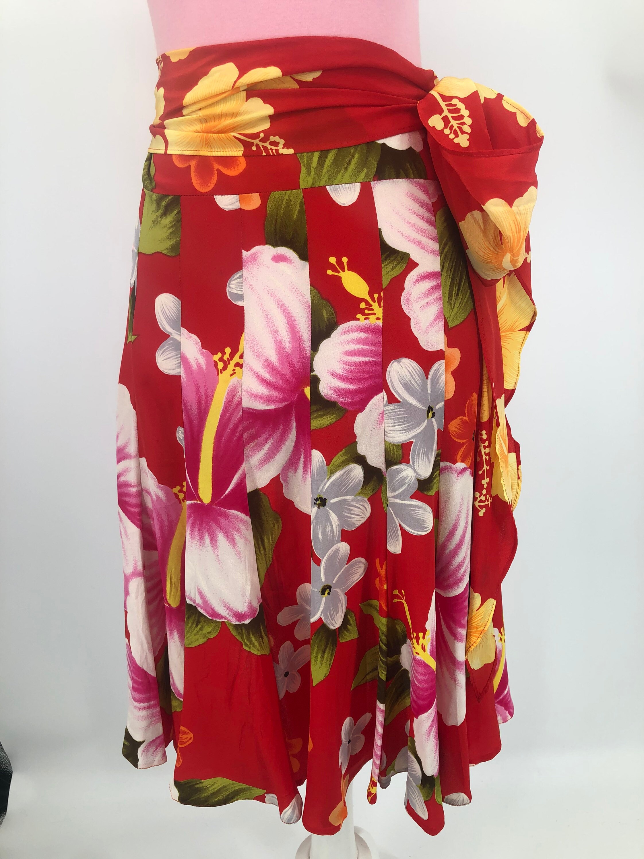 Hawaiian Skirt Silk Skirt Tropical Dress Hawaiian Dress - Etsy Polska