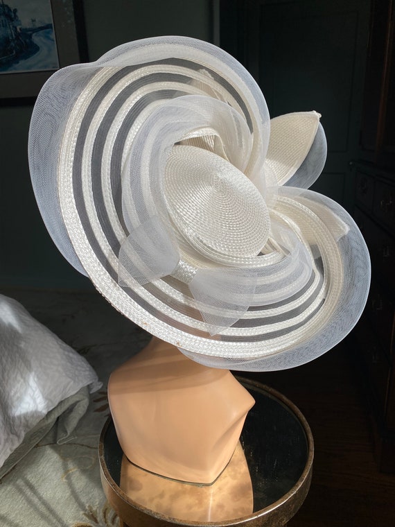 Vintage Hat, Straw Hat, Picture Hat, White Hat, W… - image 5