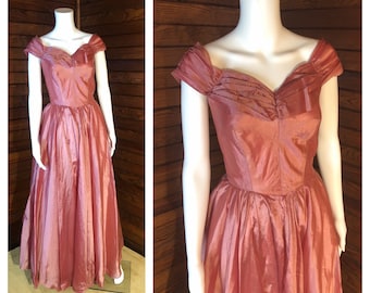 50s Dress, 50s Gown, Vintage Gown, Rockabilly Gown, 1950s Prom Dress, Taffetta Evening Gown, Princess Ball Gown | Small XSmall