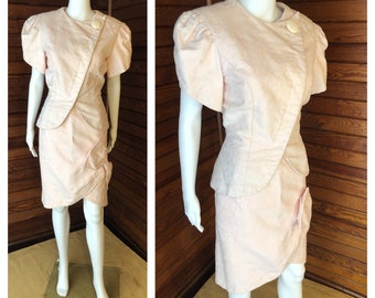 80s Does 40s, 40s Style Suit, 40s Suit, Rockabilly Dress, 40s Dress, Pink Suit, Women's Suit | Medium