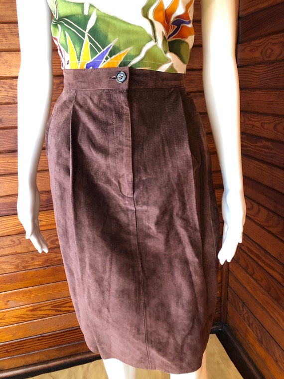 High Waisted Skirt, Leather Skirt, Suede Skirt, B… - image 4