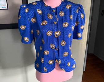 Women's Blouse, 80s Top, Vintage Shirt, Silk Like Blouse, Button Up Shirt, 80s Vintage Blouse, Shoulder Pad Blouse | Small
