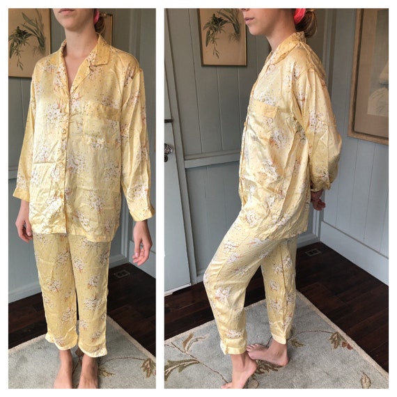 Womens Pajamas, Silk Pajamas, Vintage Pajamas, Sle