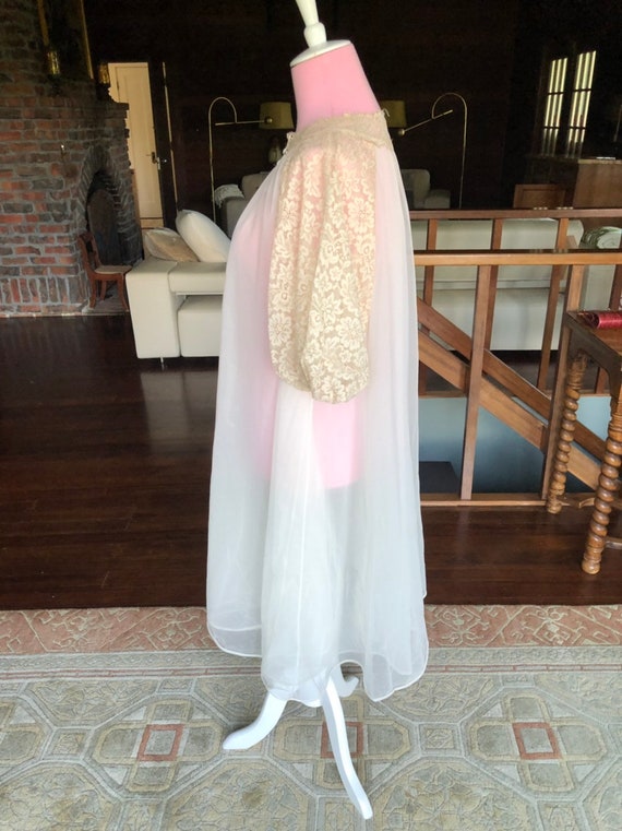 Peignoir, 50s Peignoir, Dressing Gown, Nylon Nigh… - image 5