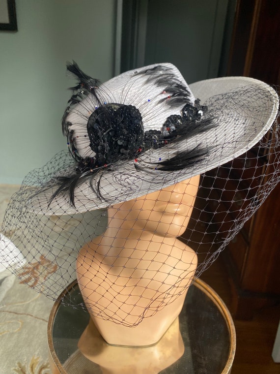 Vintage Hat, Straw Hat, Picture Hat, White Hat, W… - image 6