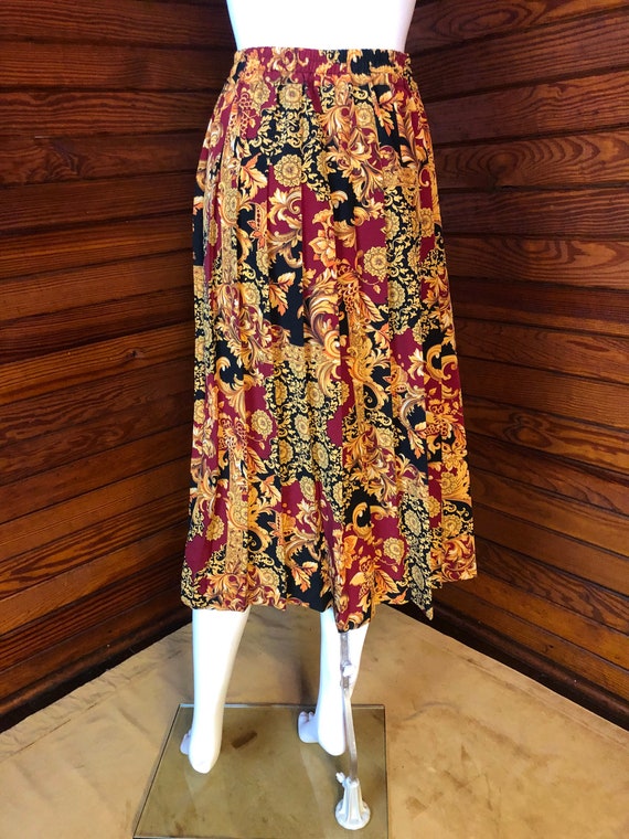 Long Red Skirt, Pleated Skirt, Rococo Print, Paisley … - Gem