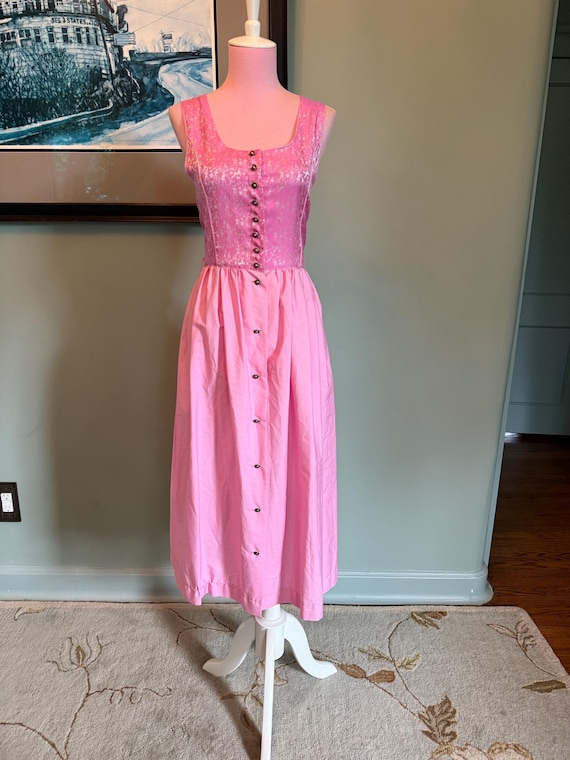 pink german dress Traditional Dirndl Dress for Women, Pink & Silver Oktoberfest Outfit With  Lace Apron, German Bavarian Costume