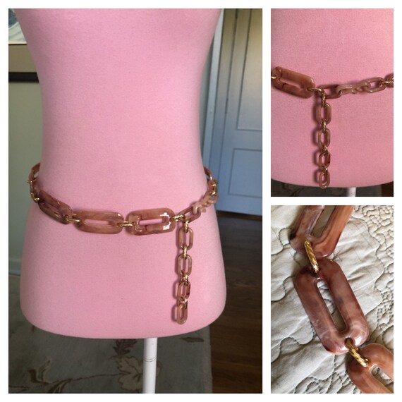60's/70's Black Cameo Gold Chain Belt main image 1
