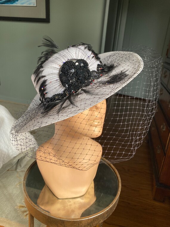 Vintage Hat, Straw Hat, Picture Hat, White Hat, W… - image 3