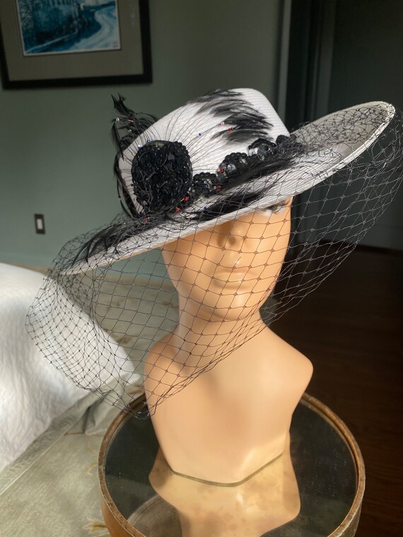 Vintage Hat, Straw Hat, Picture Hat, White Hat, W… - image 5