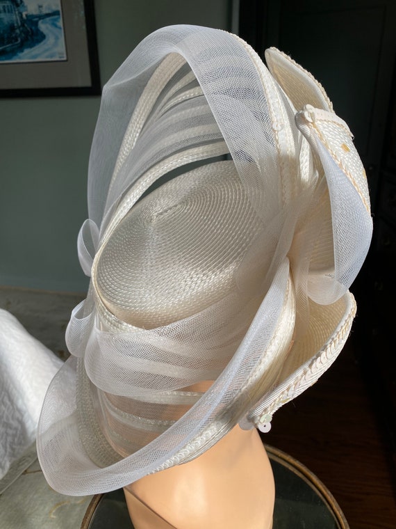 Vintage Hat, Straw Hat, Picture Hat, White Hat, W… - image 4