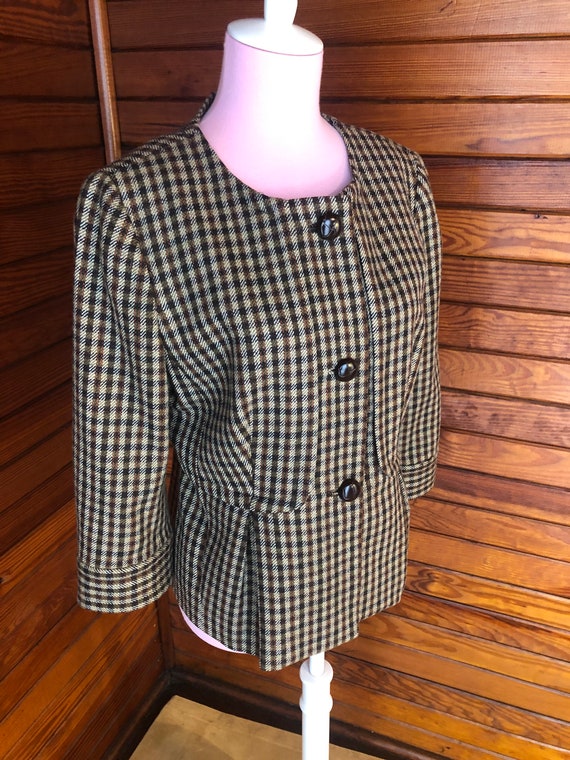 Wool Blazer, Plaid Blazer, Plaid Wool Blazer, Bro… - image 5