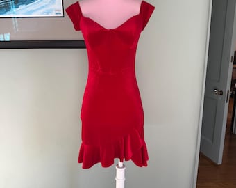 Red Velvet Dress, Christmas Dress, Sexy Santa Dress, Y2K Mini Dress, 00s Dress, Velvet Mini Dress, Velvet Mini Dress | Size 1/2 XXS, XS