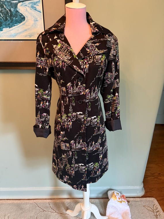 Vintage Trench Coat, 90s Coat, Vintage Jacket, 50s Coat, Black Coat, Mis Century Coat, Trench Coat, Car Coat, Silk Coat | Medium Size 10