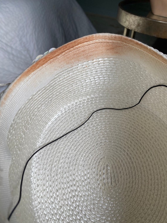 Vintage Hat, Straw Hat, Picture Hat, White Hat, W… - image 8
