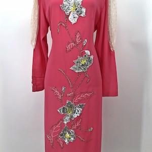 Sequin Dress, 80s Prom Dress, 80s Cocktail Dress, Silk Dress, Beaded Dress, Vintage Salwar, Vintage Indian Dress | One Size