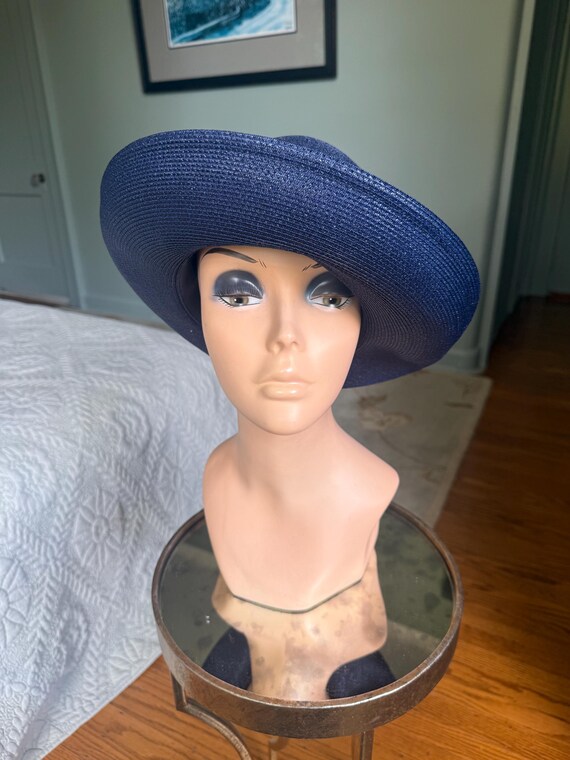 Vintage Hat, Straw Hat, Blue Hat, Sears, Summer H… - image 1