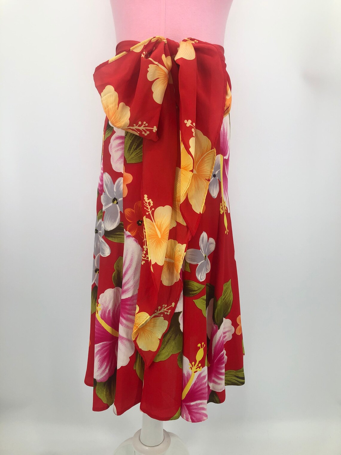Hawaiian Skirt Silk Skirt Tropical Dress Hawaiian Dress Etsy Polska